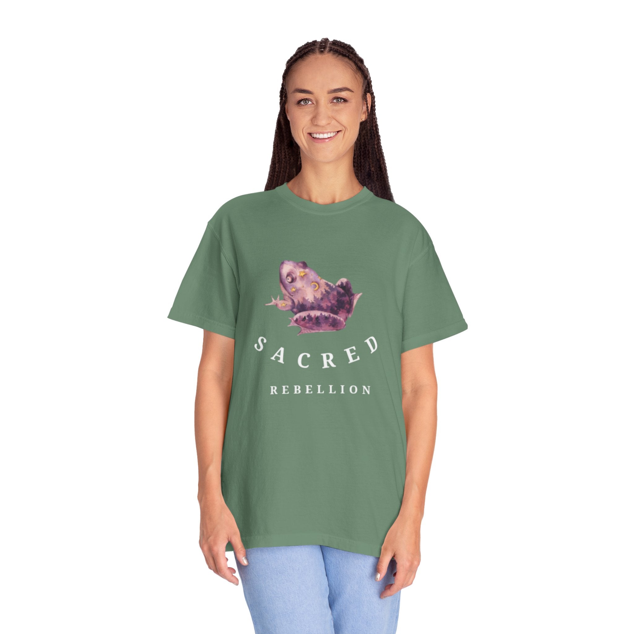 Sacred Rebellion Unisex Sacred Toad, Garment-Dyed T-shirt | Unique, Artistic Tee for Creatives, Casual Wear, Gifts, Summer Style, Spiritual, Quirky, Eco-Friendly Fashion