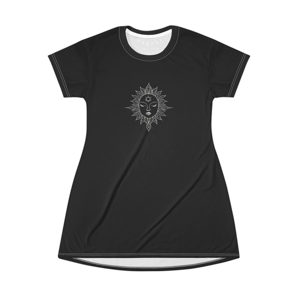 Spiritual High Vibe T-Shirt Dress — Boho Mystic Graphic Dress