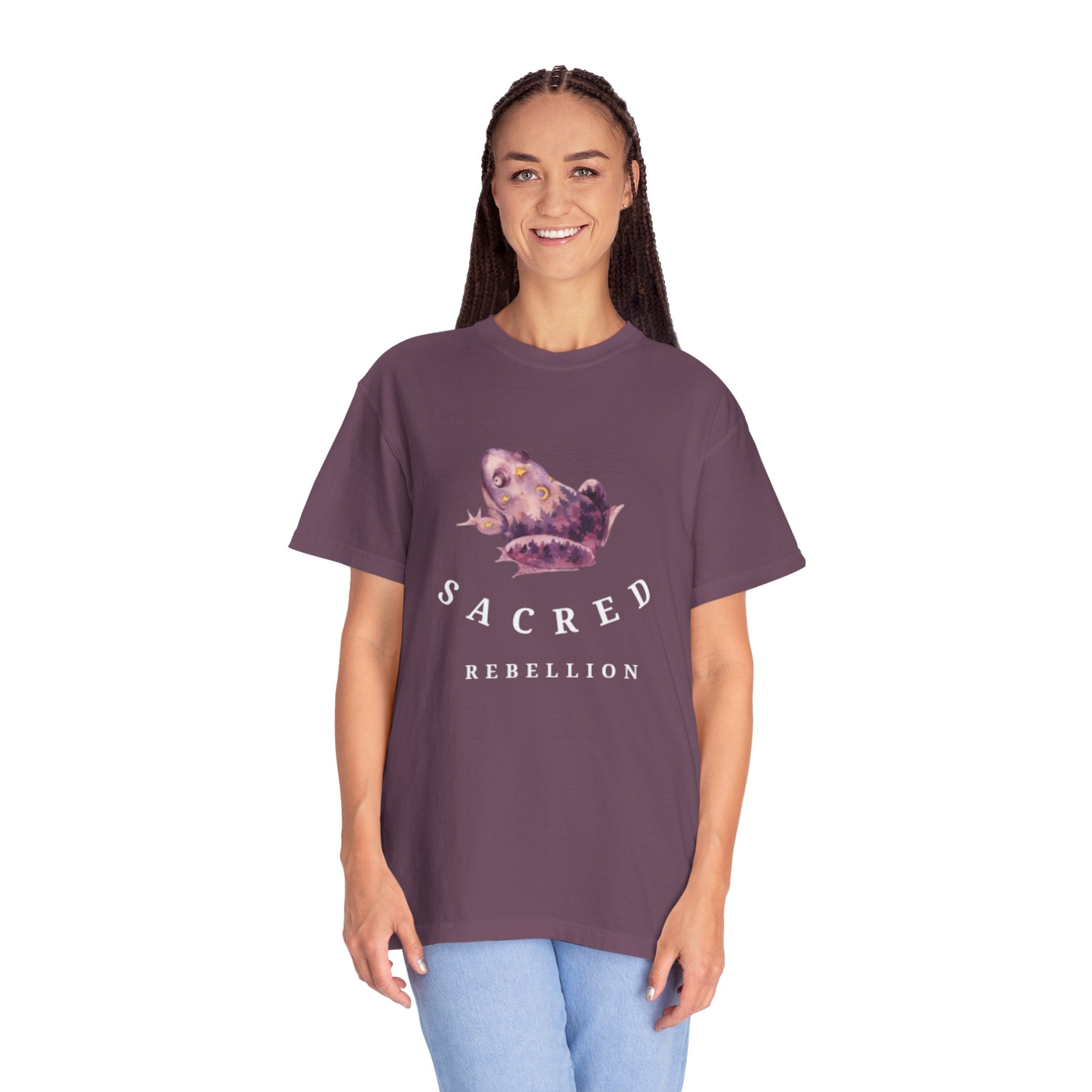Sacred Rebellion Unisex Sacred Toad, Garment-Dyed T-shirt | Unique, Artistic Tee for Creatives, Casual Wear, Gifts, Summer Style, Spiritual, Quirky, Eco-Friendly Fashion