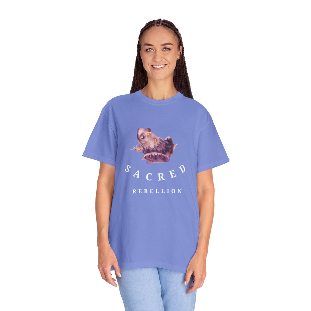 Sacred Rebellion Unisex Sacred Toad, Garment-Dyed T-shirt | Unique, Artistic Tee for Creatives, Casual Wear, Gifts, Summer Style, Spiritual, Quirky, Eco-Friendly Fashion