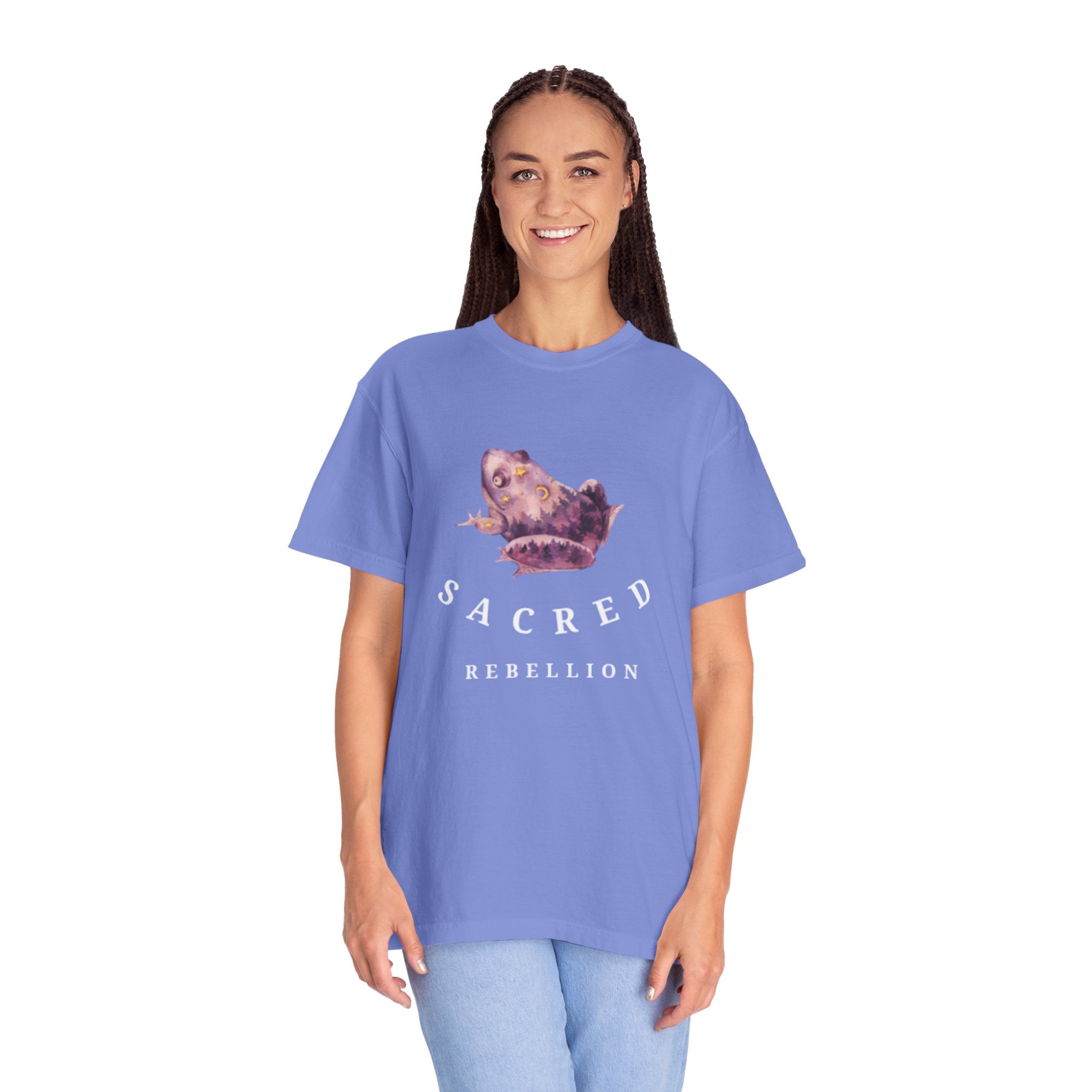 Sacred Rebellion Unisex Sacred Toad, Garment-Dyed T-shirt | Unique, Artistic Tee for Creatives, Casual Wear, Gifts, Summer Style, Spiritual, Quirky, Eco-Friendly Fashion
