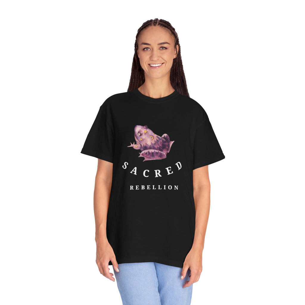 Sacred Rebellion Unisex Sacred Toad, Garment-Dyed T-shirt | Unique, Artistic Tee for Creatives, Casual Wear, Gifts, Summer Style, Spiritual, Quirky, Eco-Friendly Fashion