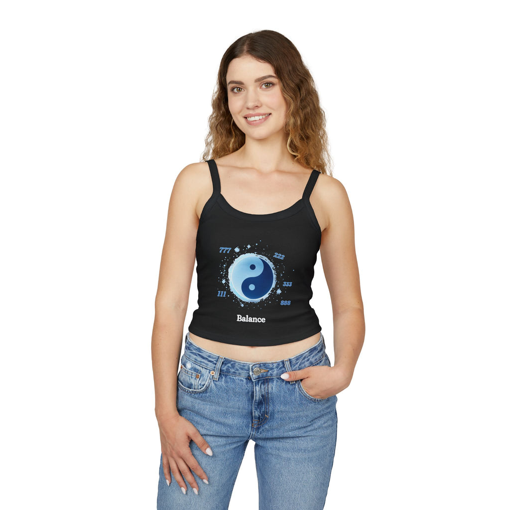 Angel Numbers Yin Yang Crop Tank — Spiritual Balance Women's Spaghetti Strap Tank Top