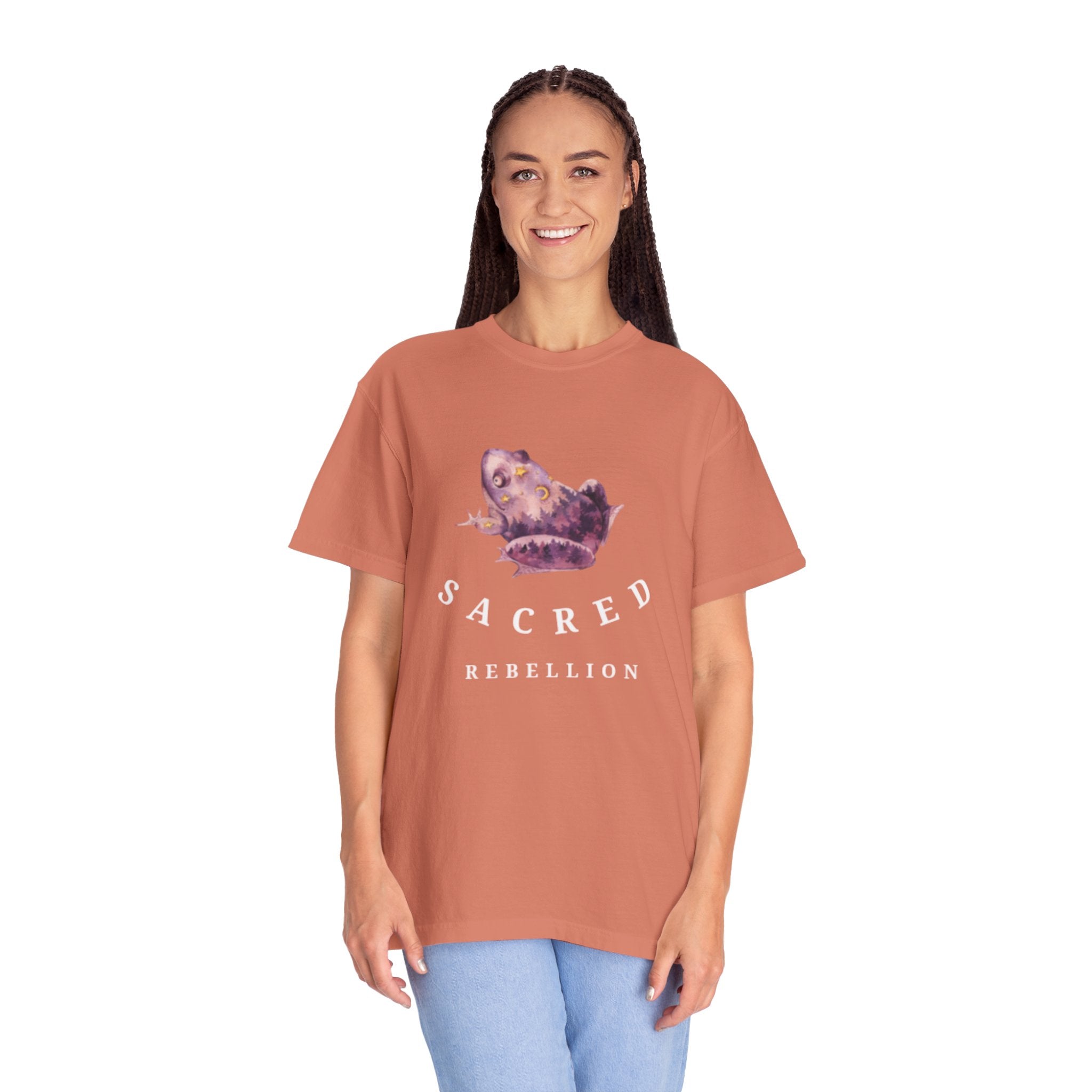 Sacred Rebellion Unisex Sacred Toad, Garment-Dyed T-shirt | Unique, Artistic Tee for Creatives, Casual Wear, Gifts, Summer Style, Spiritual, Quirky, Eco-Friendly Fashion