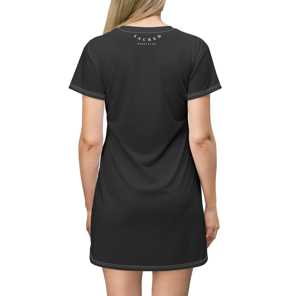 Spiritual High Vibe T-Shirt Dress — Boho Mystic Graphic Dress
