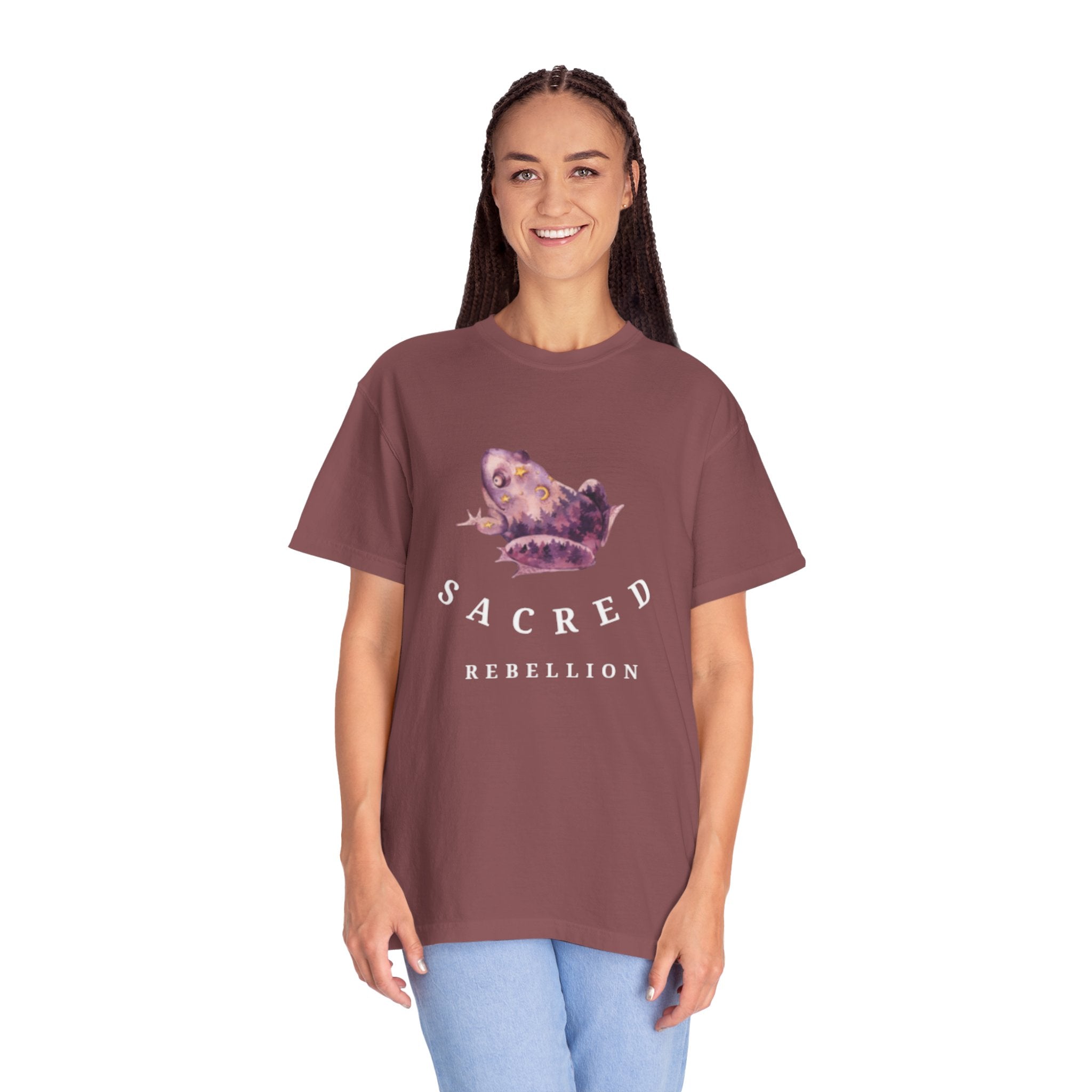 Sacred Rebellion Unisex Sacred Toad, Garment-Dyed T-shirt | Unique, Artistic Tee for Creatives, Casual Wear, Gifts, Summer Style, Spiritual, Quirky, Eco-Friendly Fashion