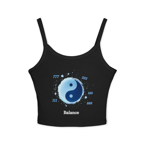 Angel Numbers Yin Yang Crop Tank — Spiritual Balance Women's Spaghetti Strap Tank Top