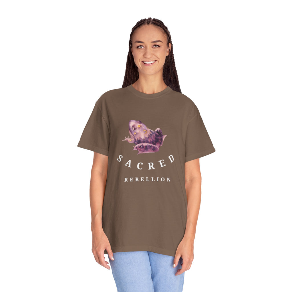 Sacred Rebellion Unisex Sacred Toad, Garment-Dyed T-shirt | Unique, Artistic Tee for Creatives, Casual Wear, Gifts, Summer Style, Spiritual, Quirky, Eco-Friendly Fashion