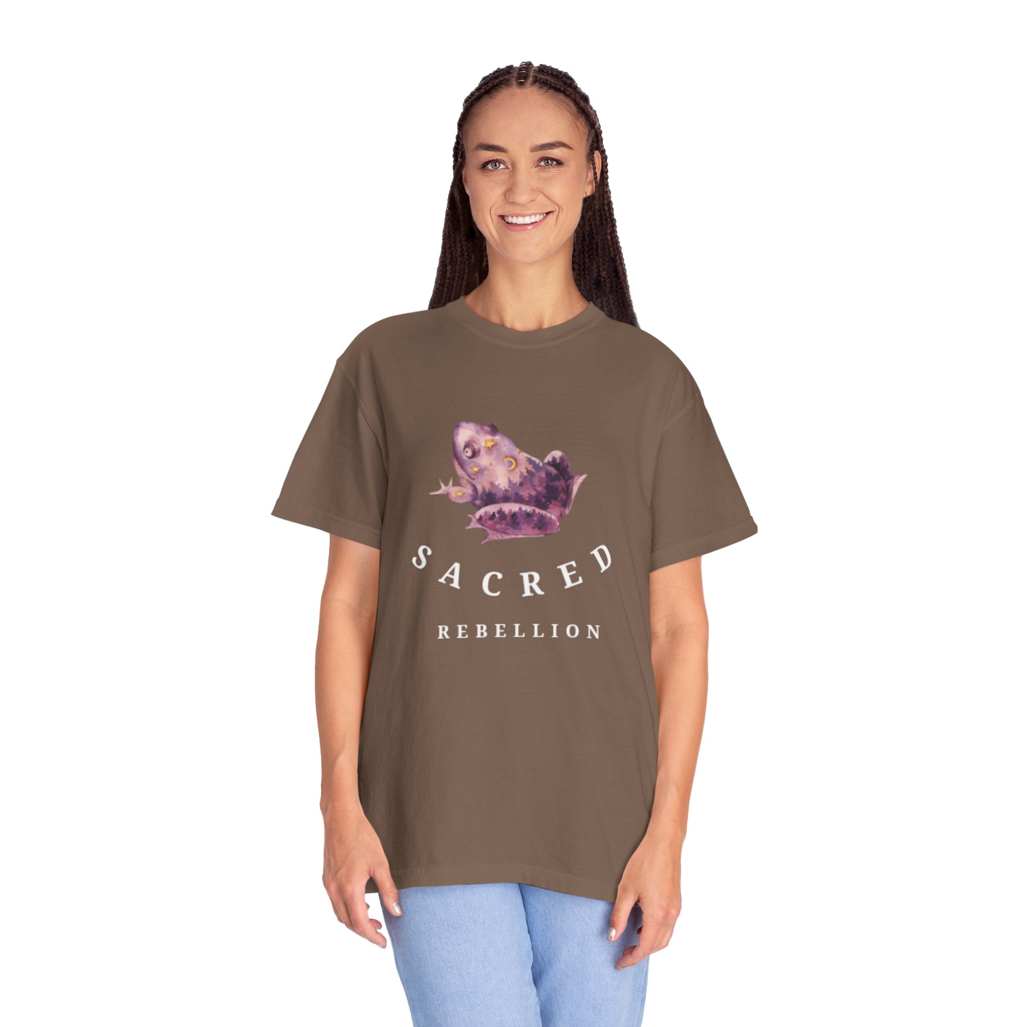 Sacred Rebellion Unisex Sacred Toad, Garment-Dyed T-shirt | Unique, Artistic Tee for Creatives, Casual Wear, Gifts, Summer Style, Spiritual, Quirky, Eco-Friendly Fashion