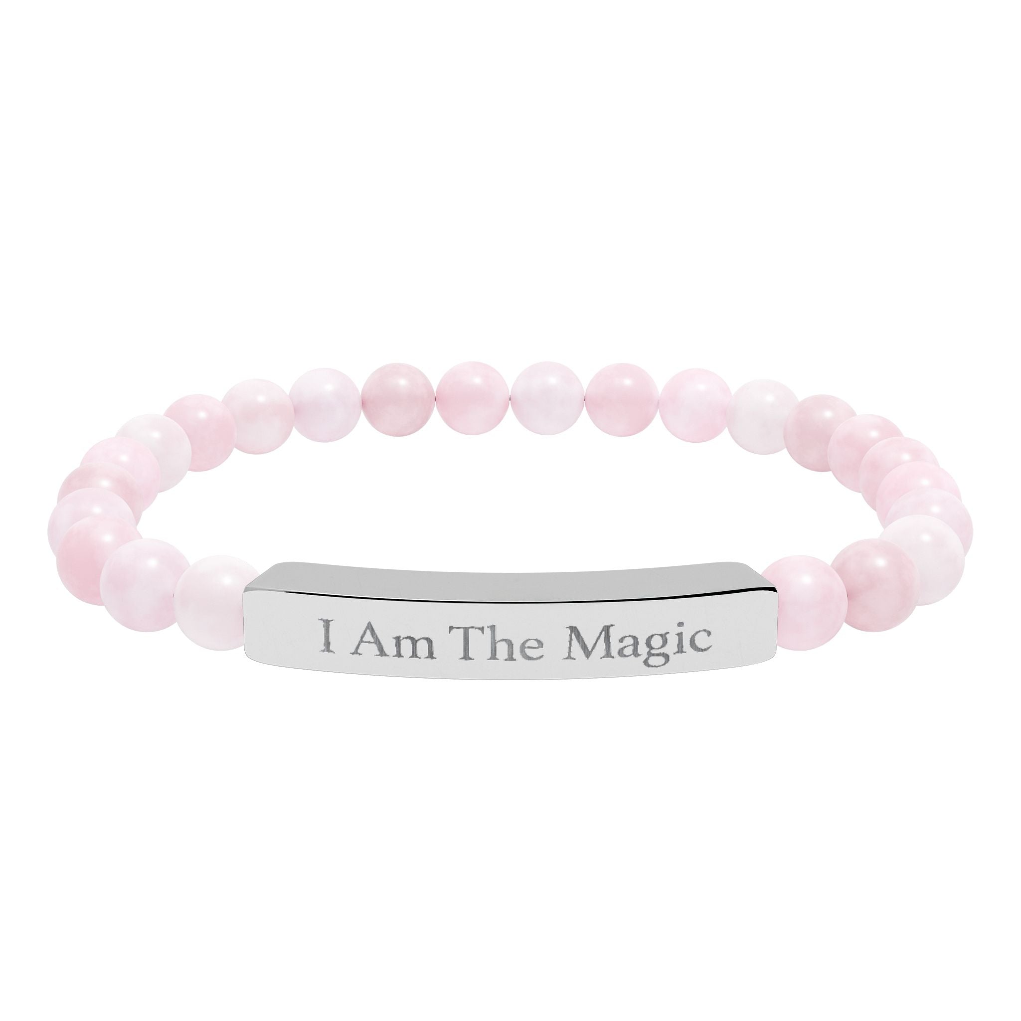 Engraved Natural Stone Stretch Bar Bracelet — "I Am The Magic" Affirmation