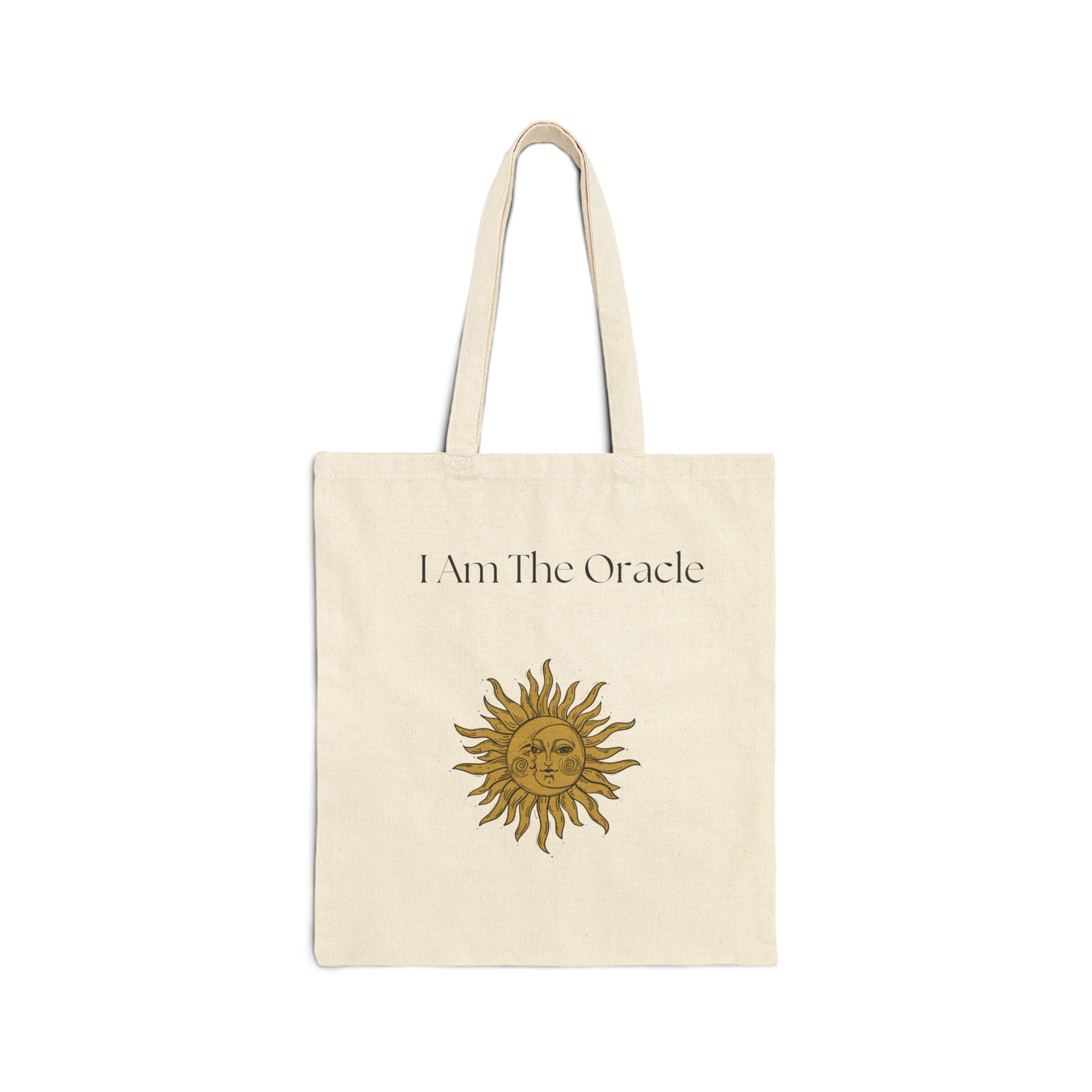 Sun Design Cotton Canvas Tote Bag | Eco-Friendly Shopping Bag, Boho Tote, Gift for Oracle Lovers, Reusable Grocery Bag